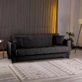 3-seater sofabed Modesto pakoworld with storage space black fabric 213x84x86cm