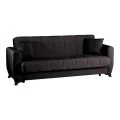3-seater sofabed Modesto pakoworld with storage space black fabric 213x84x86cm