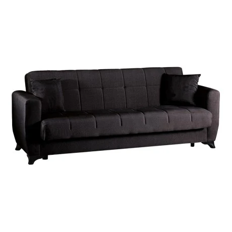 3-seater sofabed Modesto pakoworld with storage space black fabric 213x84x86cm