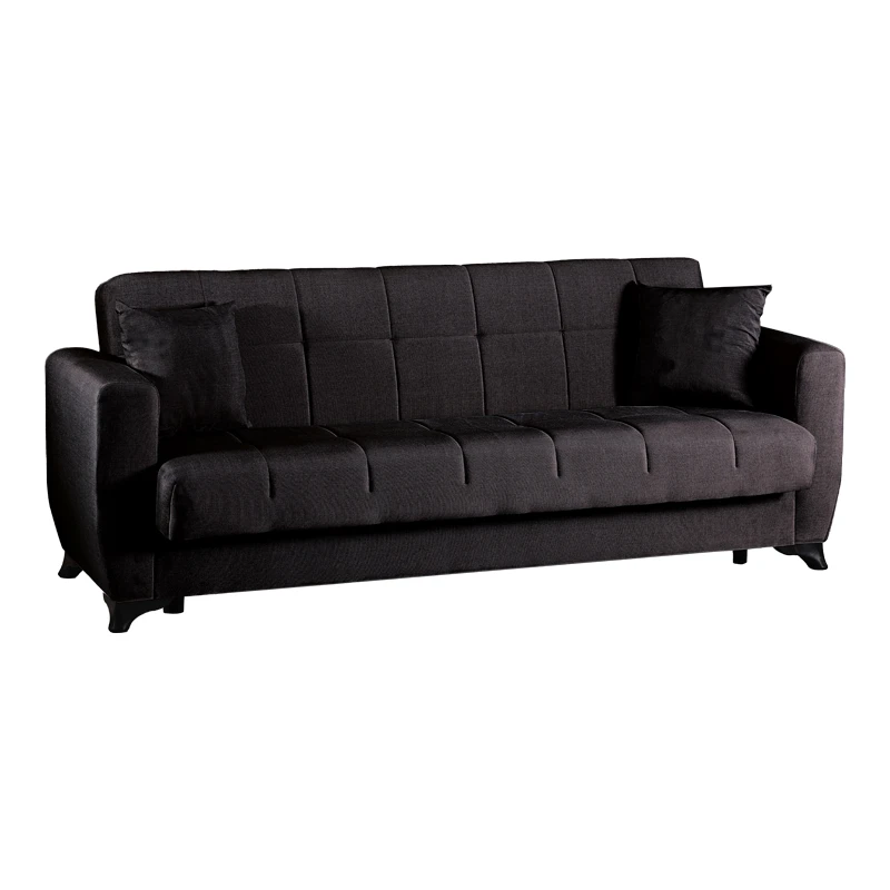 3-seater sofabed Modesto pakoworld with storage space black fabric 213x84x86cm