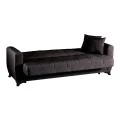 3-seater sofabed Modesto pakoworld with storage space black fabric 213x84x86cm