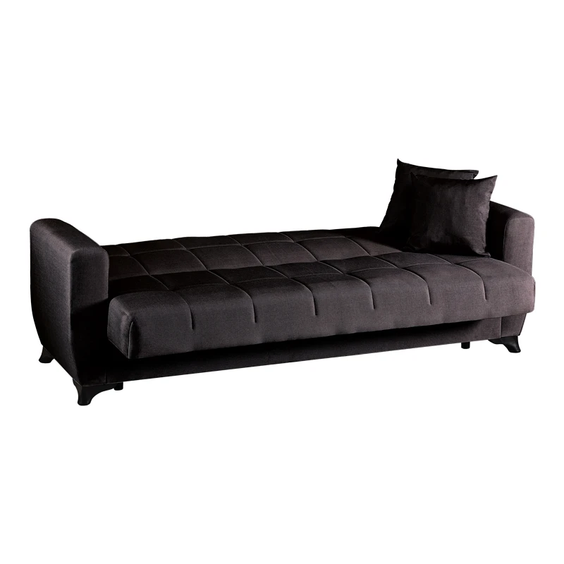 3-seater sofabed Modesto pakoworld with storage space black fabric 213x84x86cm