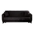 3-seater sofabed Modesto pakoworld with storage space black fabric 213x84x86cm