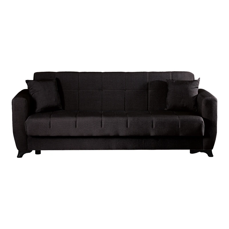3-seater sofabed Modesto pakoworld with storage space black fabric 213x84x86cm