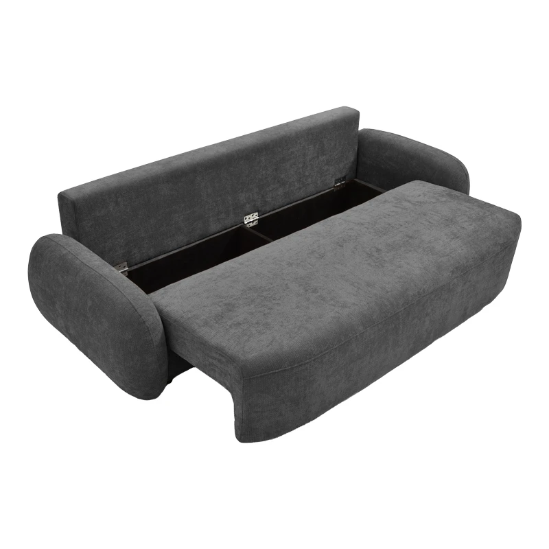 Three-seater sofabed with storage space Sereno pakoworld anthracite fabric 233x91x82cm