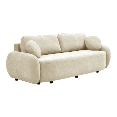 Three-seater sofabed with storage space Sereno pakoworld beige fabric 233x91x82cm