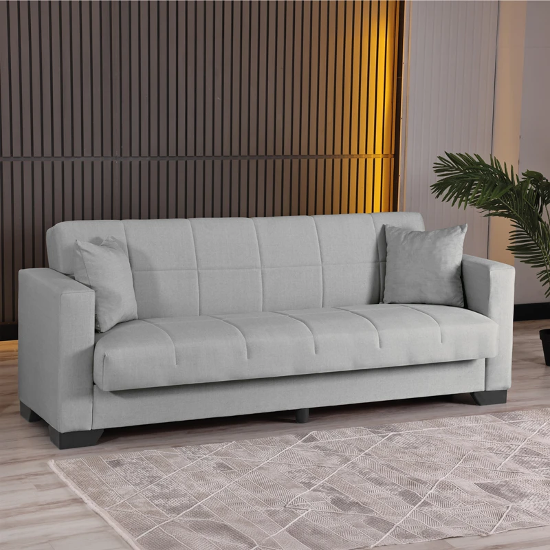 3-seater sofabed Vox pakoworld with storage space light grey fabric 210x84x83cm