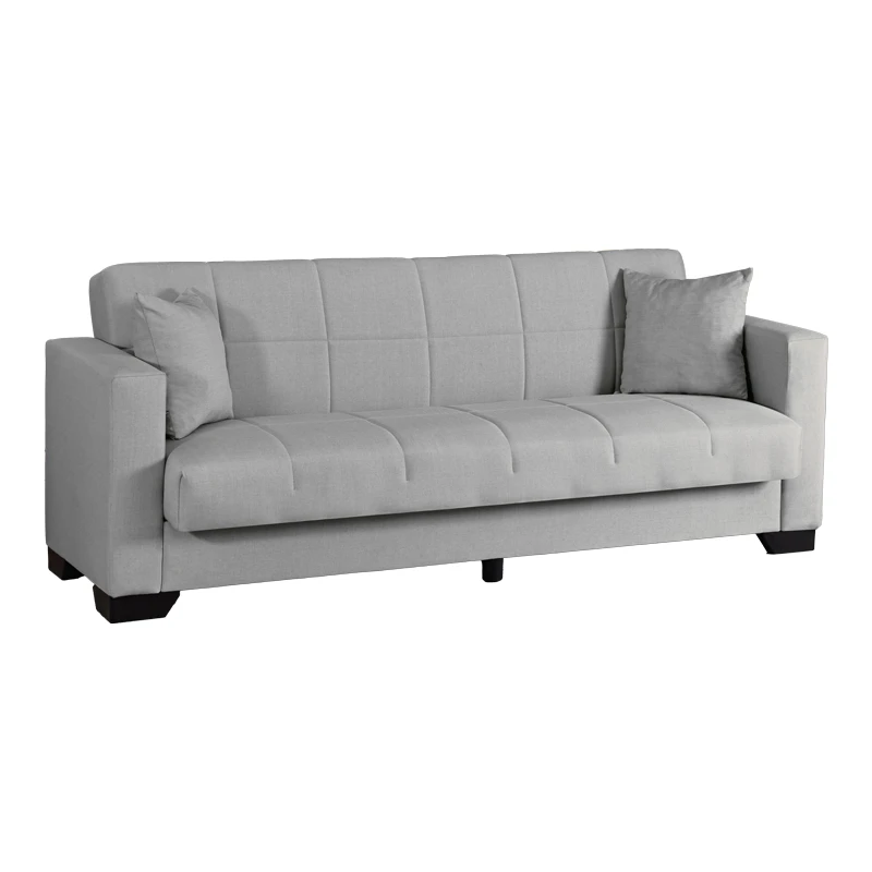 3-seater sofabed Vox pakoworld with storage space light grey fabric 210x84x83cm
