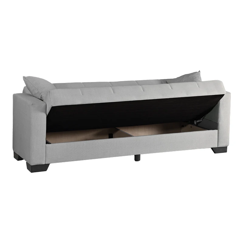 3-seater sofabed Vox pakoworld with storage space light grey fabric 210x84x83cm