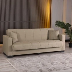 3-seater sofabed Vox pakoworld with storage space beige fabric 210x84x83cm