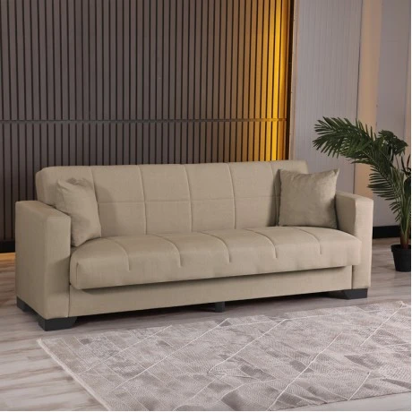 3-seater sofabed Vox pakoworld with storage space beige fabric 210x84x83cm