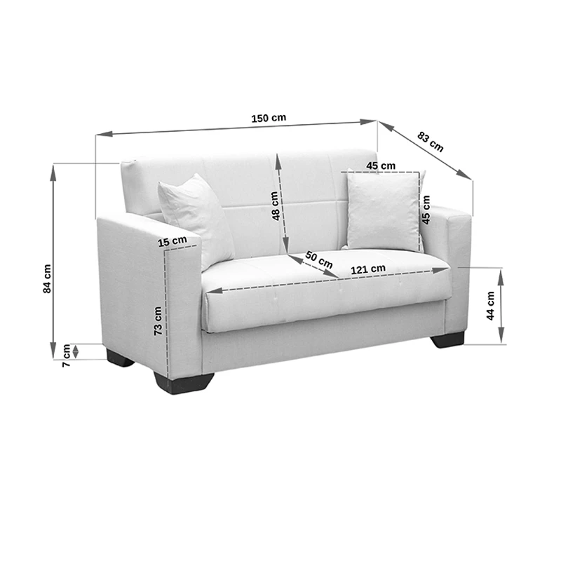 Vox Sofa bed pakoworld two seater with storage space anthracite fabric 150x84x83cm