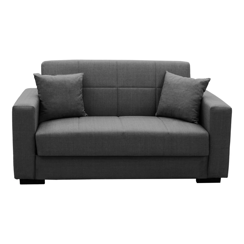 Vox Sofa bed pakoworld two seater with storage space grey fabric 150x84x83cm