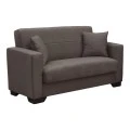 Vox Sofa bed pakoworld two seater with storage space brown fabric 150x84x83cm