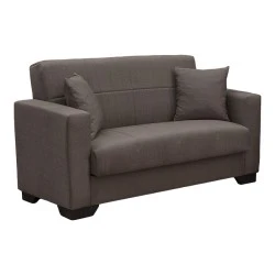 Vox Sofa bed pakoworld two seater with storage space brown fabric 150x84x83cm