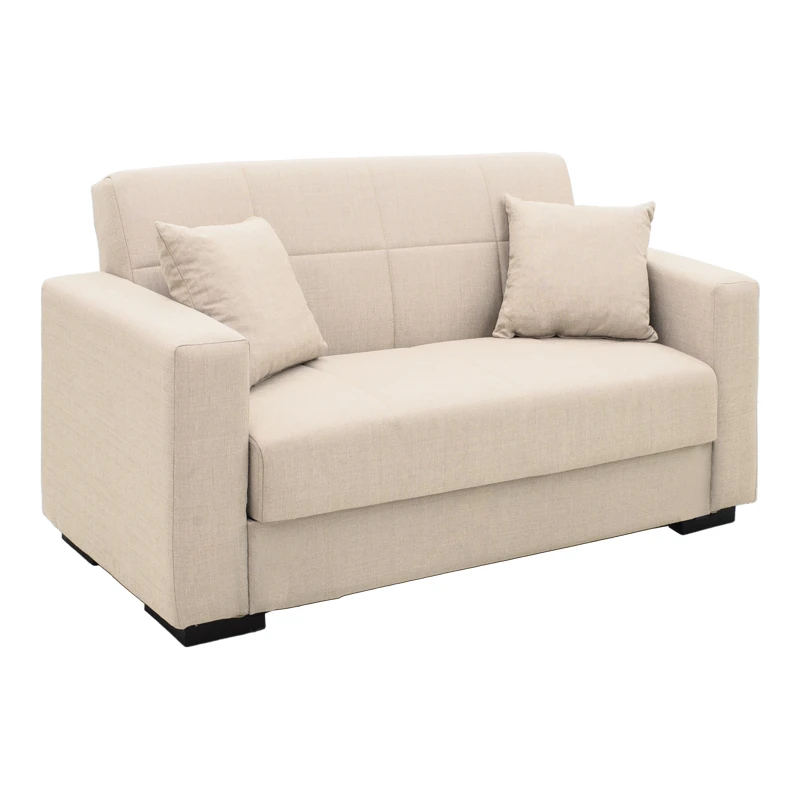 Vox Sofa bed pakoworld two seater with storage space beige fabric 150x84x83cm
