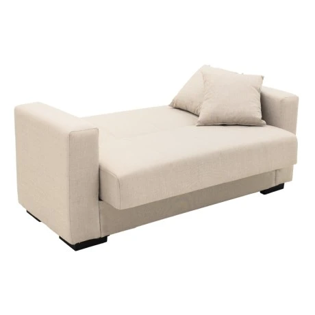Vox Sofa bed pakoworld two seater with storage space beige fabric 150x84x83cm