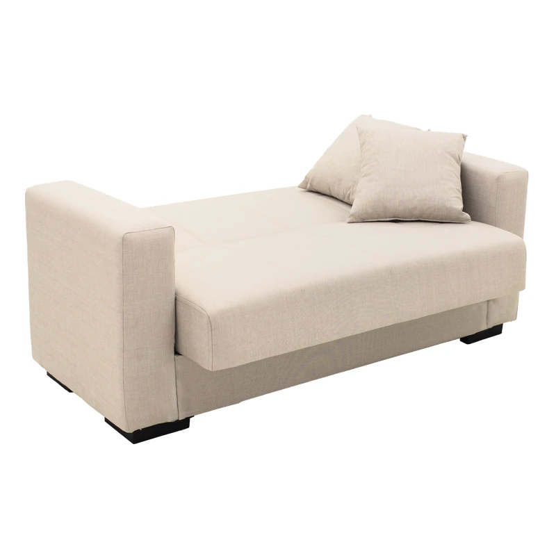 Vox Sofa bed pakoworld two seater with storage space beige fabric 150x84x83cm
