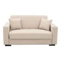 Vox Sofa bed pakoworld two seater with storage space beige fabric 150x84x83cm