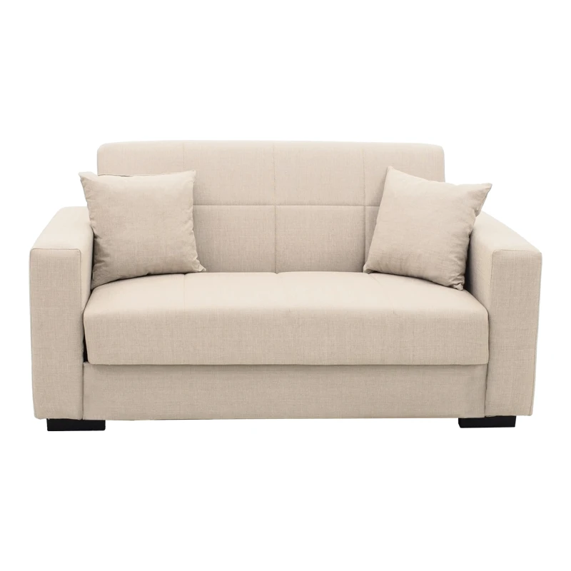 Vox Sofa bed pakoworld two seater with storage space beige fabric 150x84x83cm