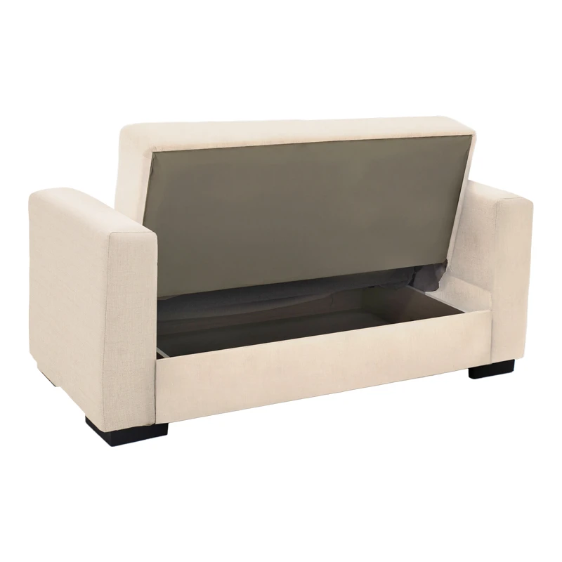 Vox Sofa bed pakoworld two seater with storage space beige fabric 150x84x83cm
