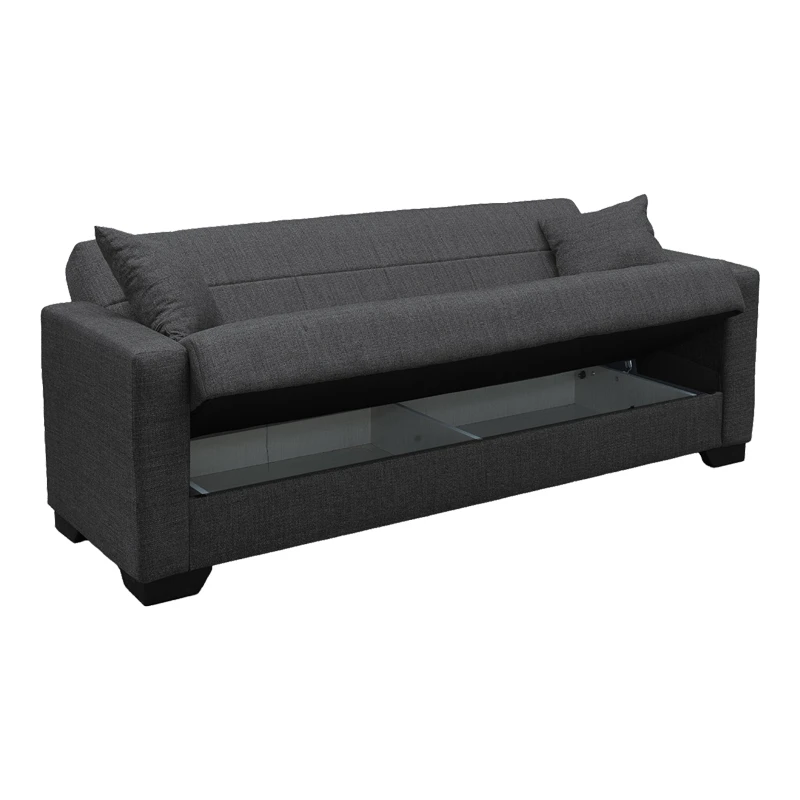 Vox Sofa bed pakoworld three seater with storage space grey fabric 210x84x83cm