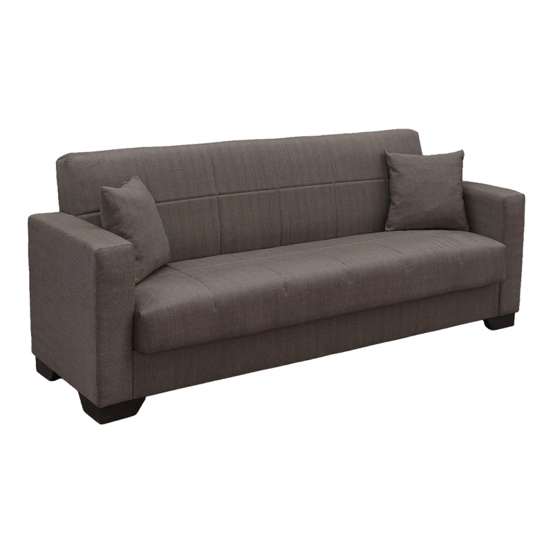 Vox Sofa bed pakoworld three seater with storage space brown fabric 210x84x83cm