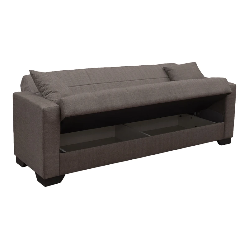 Vox Sofa bed pakoworld three seater with storage space brown fabric 210x84x83cm