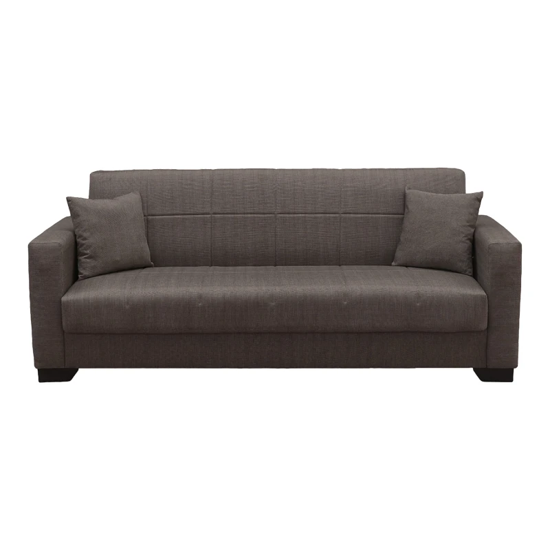 Vox Sofa bed pakoworld three seater with storage space brown fabric 210x84x83cm