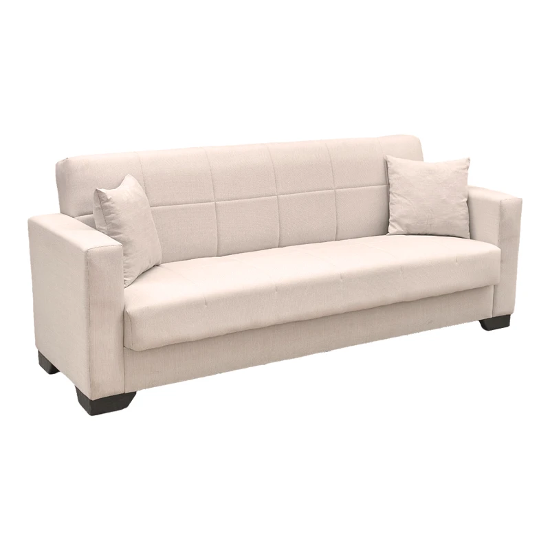 Vox Sofa bed pakoworld three seater with storage space beige fabric 210x84x83cm