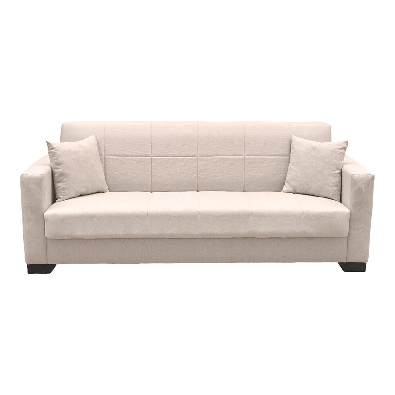 Vox Sofa bed pakoworld three seater with storage space beige fabric 210x84x83cm