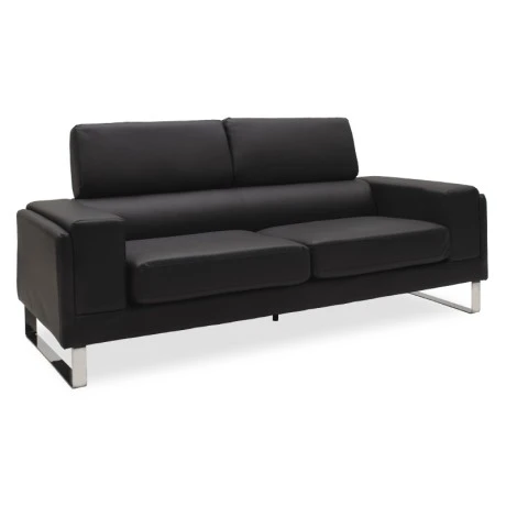 Καναπές Shea pakoworld 3θέσιος pu μαύρο-inox 198x80x87εκ
