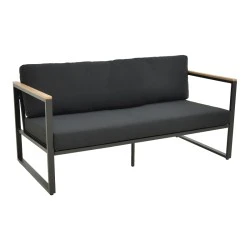 Three-seater sofa Aurelio pakoworld metallic in black - cushions in black shade 192x74x63cm