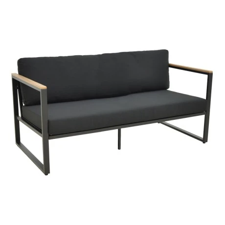Three-seater sofa Aurelio pakoworld metallic in black - cushions in black shade 192x74x63cm
