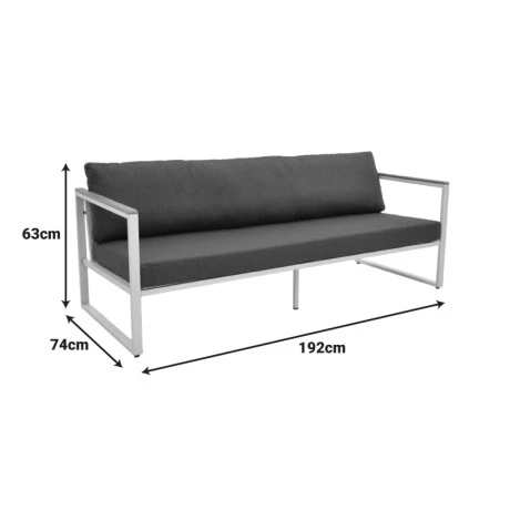 Three-seater sofa Aurelio pakoworld metallic in black - cushions in black shade 192x74x63cm