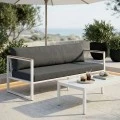Three-seater sofa Aurelio pakoworld metallic in white - cushions in anthracite shade 192x74x63cm