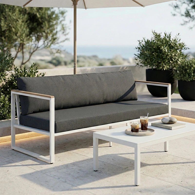 Three-seater sofa Aurelio pakoworld metallic in white - cushions in anthracite shade 192x74x63cm