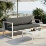 Three-seater sofa Aurelio pakoworld metallic in white - cushions in anthracite shade 192x74x63cm
