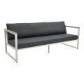 Three-seater sofa Aurelio pakoworld metallic in white - cushions in anthracite shade 192x74x63cm