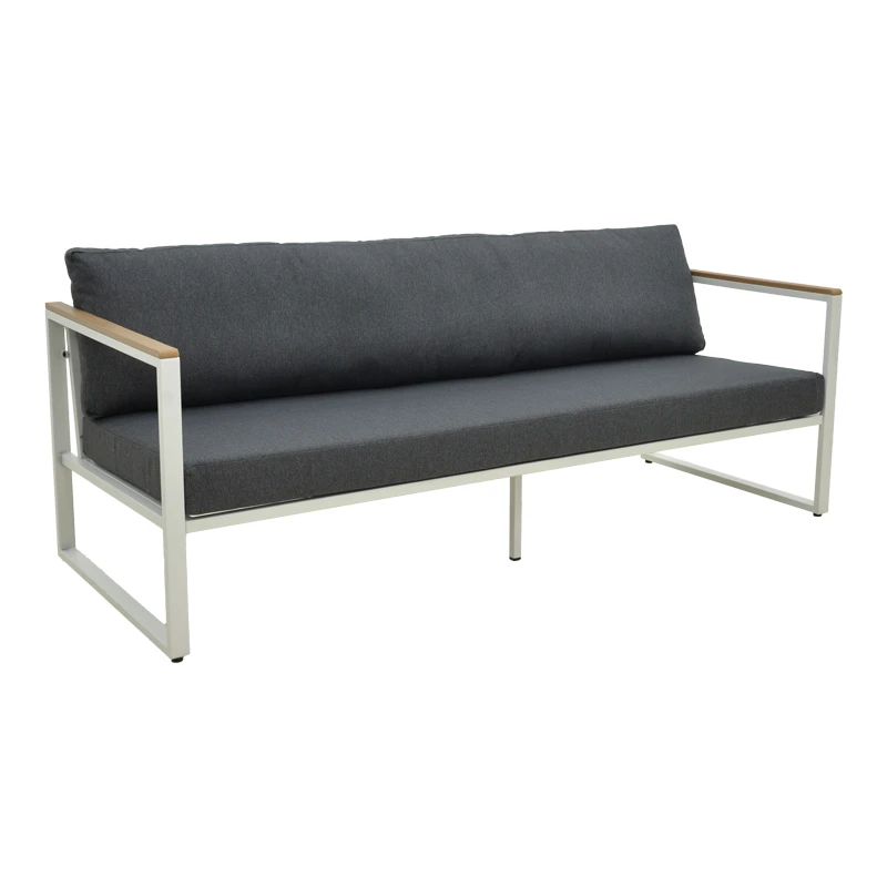 Three-seater sofa Aurelio pakoworld metallic in white - cushions in anthracite shade 192x74x63cm