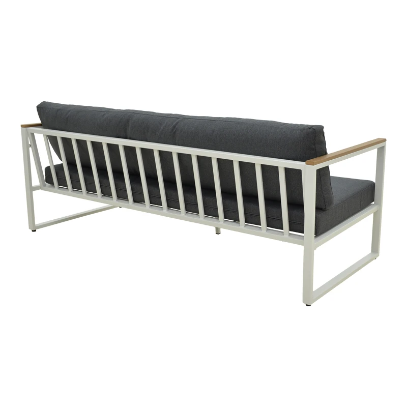 Three-seater sofa Aurelio pakoworld metallic in white - cushions in anthracite shade 192x74x63cm