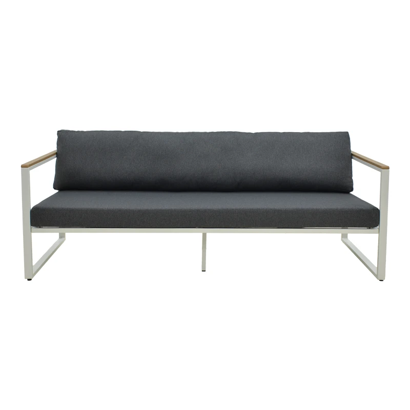 Three-seater sofa Aurelio pakoworld metallic in white - cushions in anthracite shade 192x74x63cm