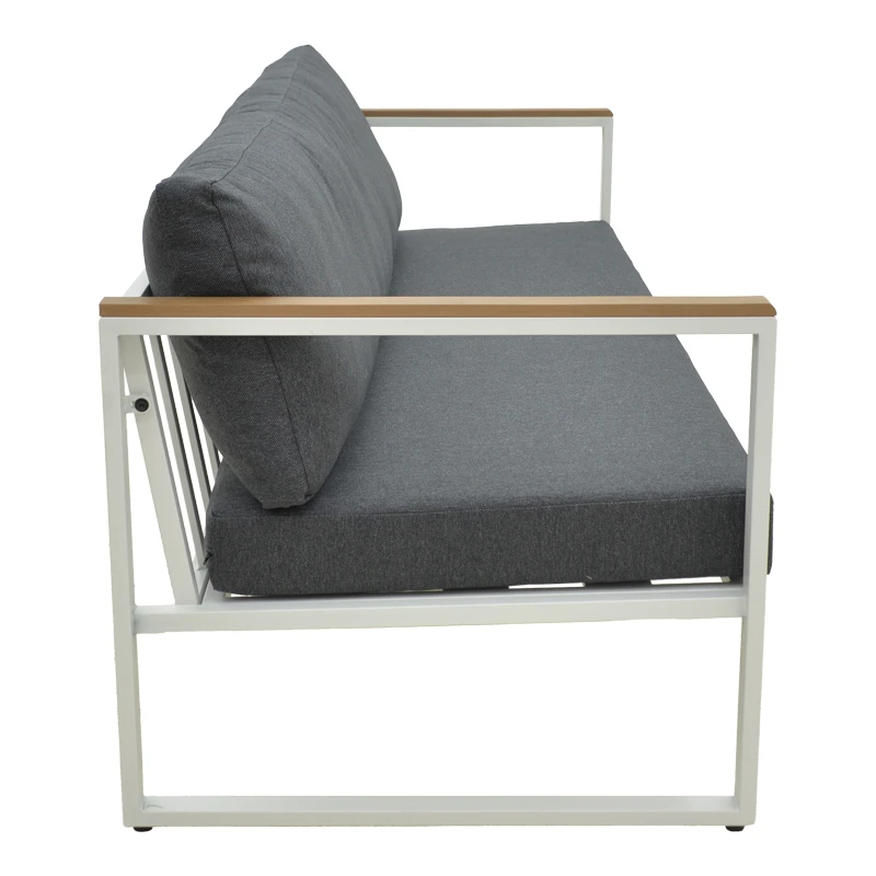 Three-seater sofa Aurelio pakoworld metallic in white - cushions in anthracite shade 192x74x63cm