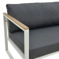 Three-seater sofa Aurelio pakoworld metallic in white - cushions in anthracite shade 192x74x63cm