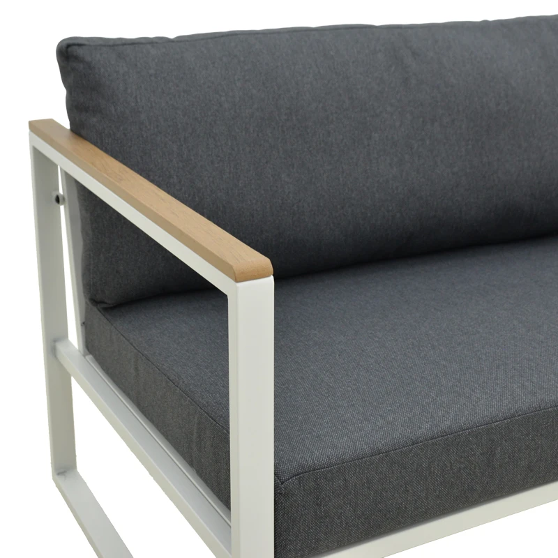 Three-seater sofa Aurelio pakoworld metallic in white - cushions in anthracite shade 192x74x63cm