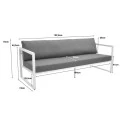 Three-seater sofa Aurelio pakoworld metallic in white - cushions in anthracite shade 192x74x63cm