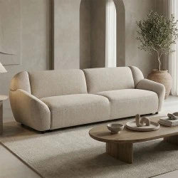 Three-seater sofa Echono pakoworld beige fabric 230x88x77cm