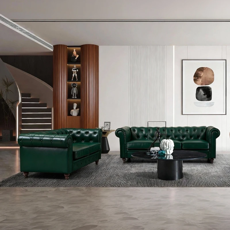 Three-seater sofa Chesterfield pakoworld pu cypress 203x84x67cm