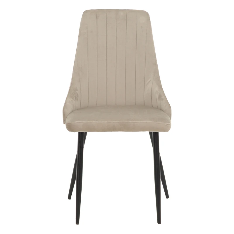 Chair Azori pakoworld velvet beige-grey black metal leg 49x55x85cm