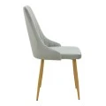 Chair Azori pakoworld velvet grey fabric with natural color metal leg 49x55x85cm